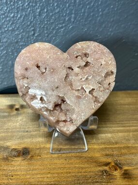 Heart-Shaped Pink Amethyst Crystal Geode Accent